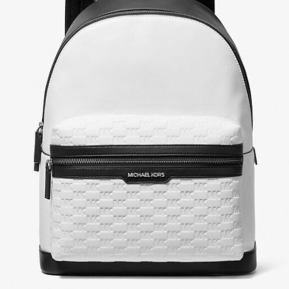 Michael Kors Bright White & Black Cooper Logo Embossed Backpack NWT - Picture 11 of 16